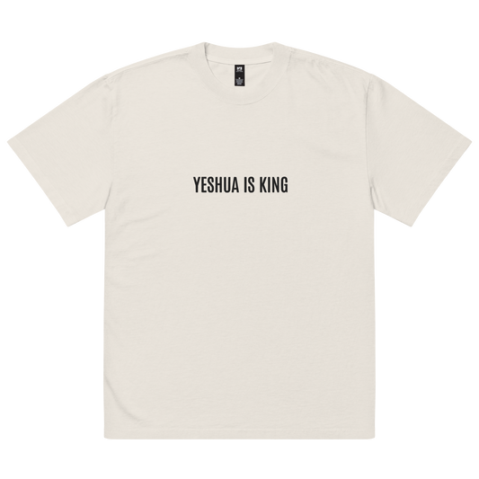 YESHUA IS KING oversized Tee-Faded bone color front 