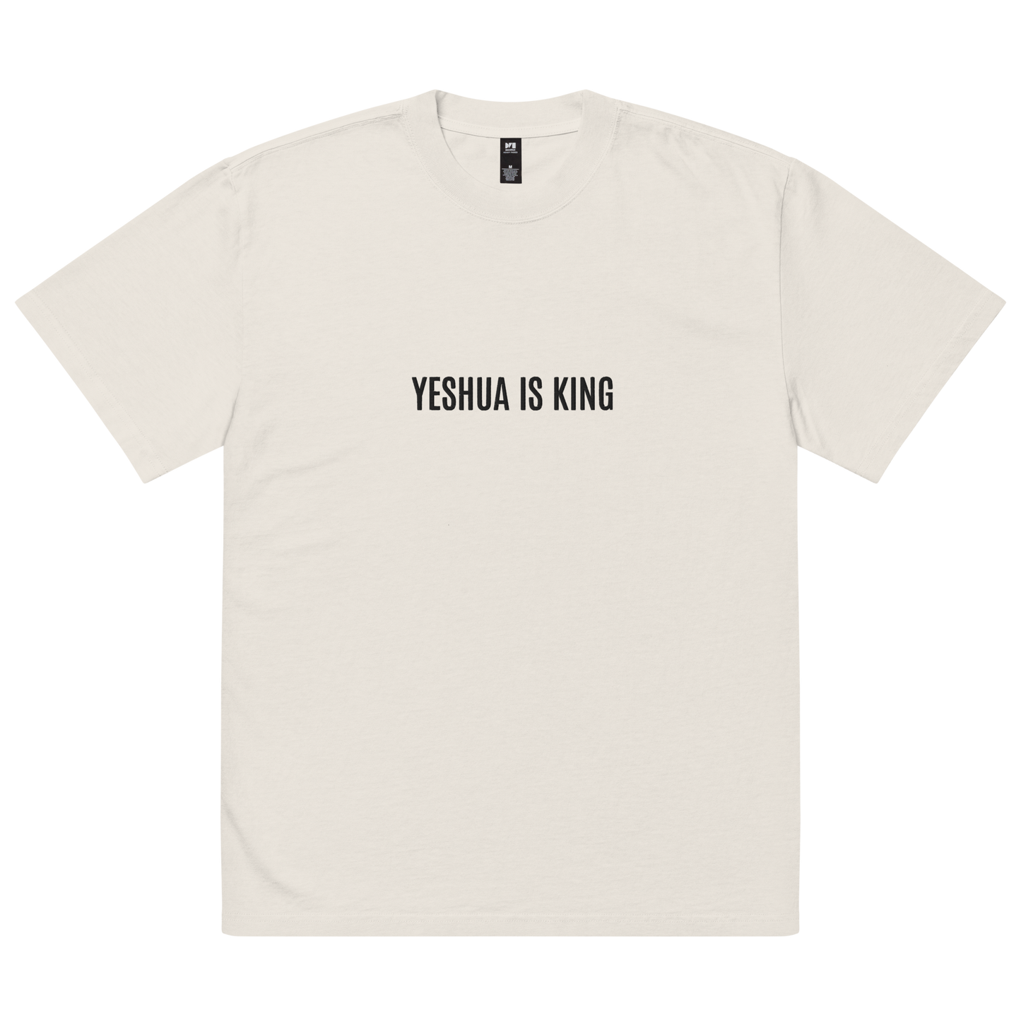 YESHUA IS KING oversized Tee-Faded bone color front 