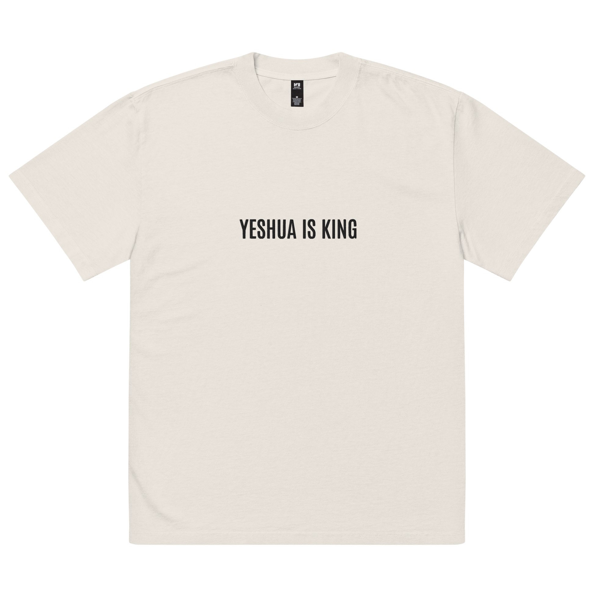 YESHUA IS KING oversized Tee-Faded bone color front 